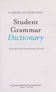 The American Heritage student grammar dictionary  Cover Image